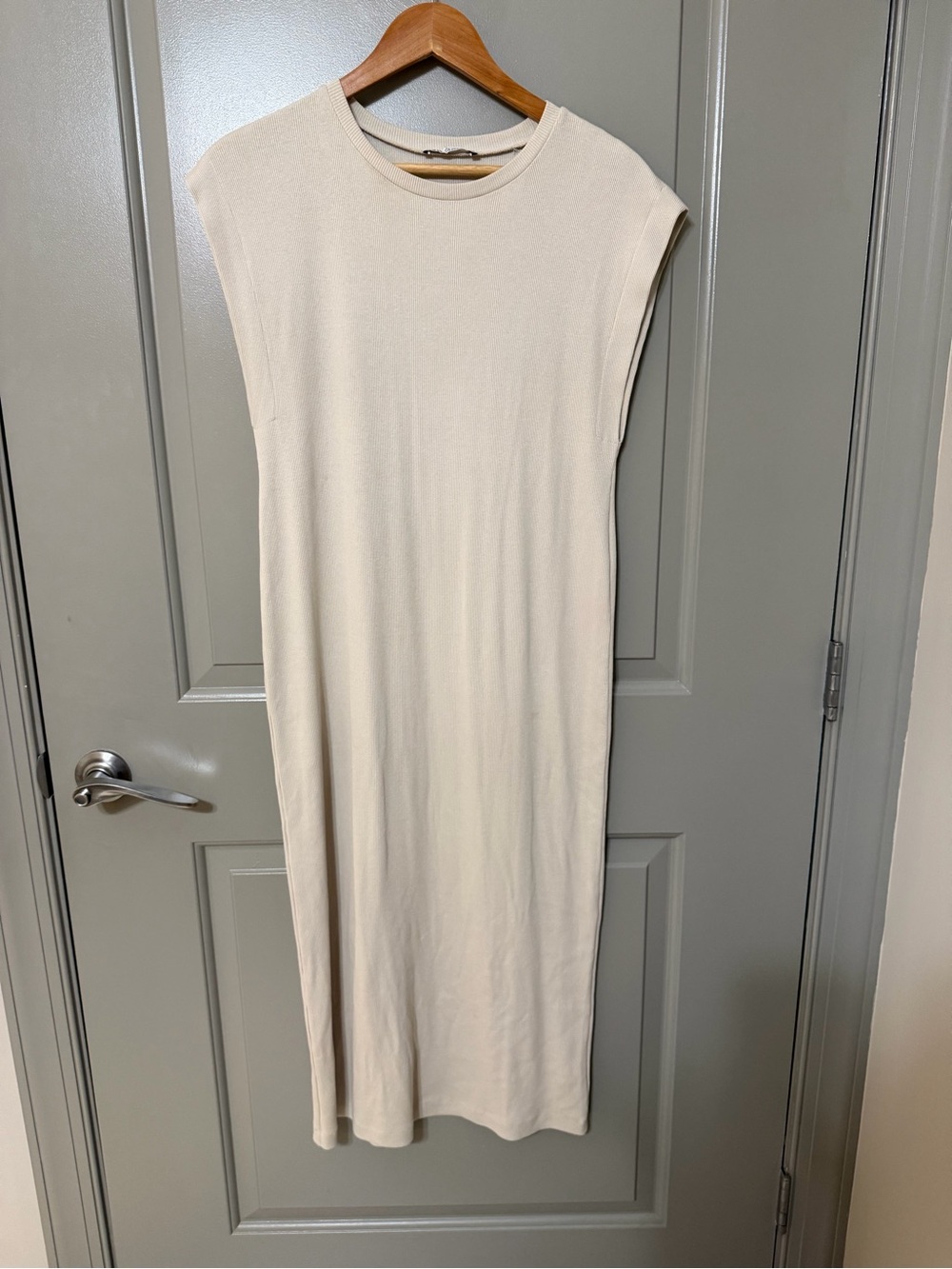 Zara Cream Sleeveless Midi Dress - Clean Shift Silhouette